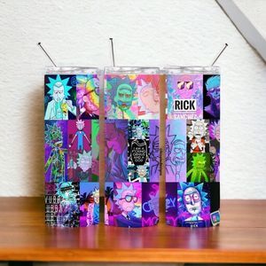 Trippy Rick 20oz Steel Tumbler With Lid & Straw